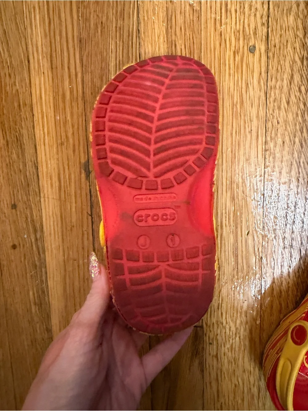 Kids Red and Yellow Slip-On McDonald’s crocs  size 1